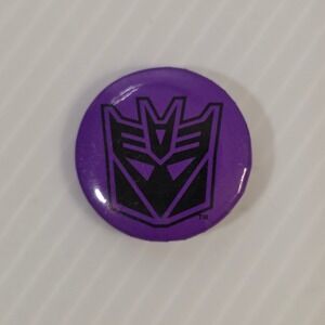 Transformers Decepticon Logo Purple Pinback Button Hasbro Robot Badge